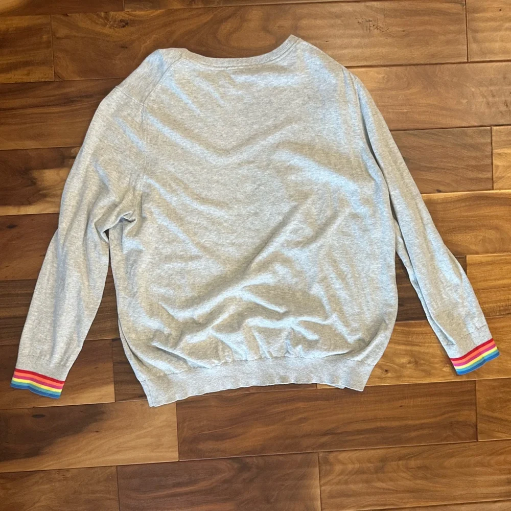 GAP Gray Sweater with Rainbow Stripe Chest size XXL - Picture 3 of 3